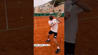 Stefanos Tsitsipas practicing in MonteCarlo Awesome court level view tennis [upl. by Herzen]