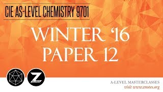 CIE AS Chemistry 9701  W16 P12  Solved Past Paper [upl. by Misa]