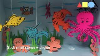 Aquarium for school project  DIY Aquarium box  How to make fish aquarium using box  3D craft [upl. by Ardelia]