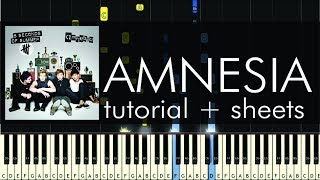 5 Seconds of Summer  Amnesia  Piano Tutorial  Sheets [upl. by Gavra]