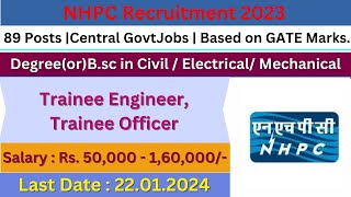 NHPC Recruitment 2024  89 Trainee Engineer Posts  Fresher Jobs in Tamil 👉TN GOVERNMENT JOBS [upl. by Honeyman]