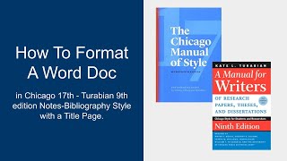 Format a Word Document in Chicago CMS 17thTurabian 9th ed [upl. by Allx917]