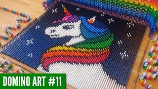 RAINBOW UNICORN MADE FROM 5500 DOMINOES  Domino Art 11 [upl. by Delos]