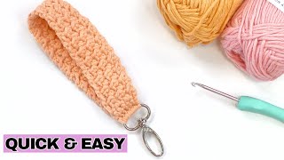 Crochet Wristlet Keychain  Quick and Easy Crochet Projects For Beginners [upl. by Aihtenyc]