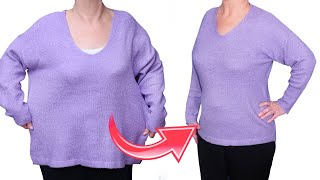 Good sewing trick to downsize a sweater quickly to fit perfectly [upl. by Petrine750]