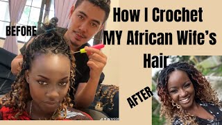 How I Braid My African Wife’s Hair Heart to Heart Conversations Faux Locs single crochet ambw [upl. by Aehs]