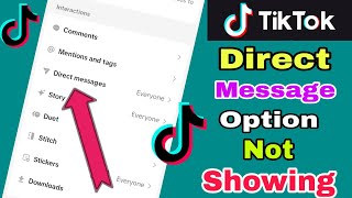 Tiktok direct message option not showing tiktok inbox settings 2023 [upl. by Airtap]