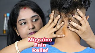 Migraine Pain Relief Massage From Indian Women  Oil Head Massage With Loud Neck Carcking  3D Sound [upl. by Eda]