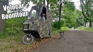 Velocar Roomtour  EBike Trike Camper vorstellen  das kleinste Wohnmobil auf 3 Rädern [upl. by Arul]