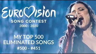 EUROVISION 2000  2020 MY TOP 500 NATIONAL SELECTION SONGS PART 1 500  451 [upl. by Ijan]