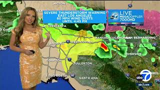 SPRING THUNDERSTORMS Severe thunderstorm warning issued for parts of Los Angeles County [upl. by Nitnilc]