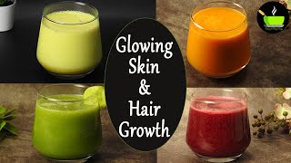 4 Healthy Juices For Glowing Skin amp Hair Growth  Drink for Healthy Hair Skin amp Nails Morning Juice [upl. by Lowis]