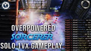 ESO BEST SOLO Sorcerer PvP Build Gameplay ⚡ Let the 1vX look EASY ⚡ ESO Update 40 DragooX [upl. by Laurance875]