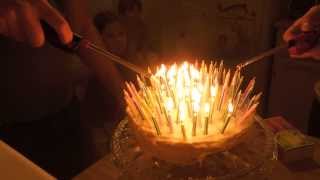 Lighting and blowing out 100 birthday candles [upl. by Nus]