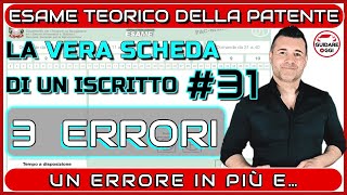 3 ERRORI  C’È MANCATO POCO LA VERA SCHEDA D’ESAME DI TEORIA DI UN ISCRITTO AL CANALE 31 [upl. by Seira]