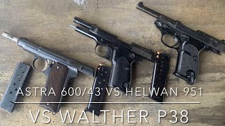 Head to head challenge Astra 60043 vs Helwan 951 vs Walther P38 [upl. by Hamian258]