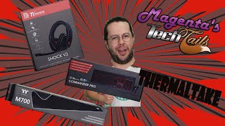 Thermaltake Commander Pro COMBO Shock V2 Headset M700 Mouse Pad unboxing 6 Magentas tech tails [upl. by Drarehs]