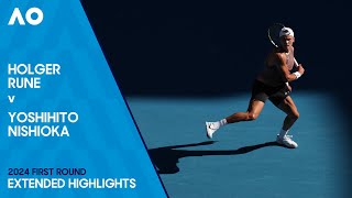 Holger Rune v Yoshihito Nishioka Extended Highlights  Australian Open 2024 First Round [upl. by Lasonde]