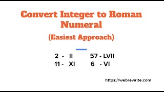 Convert Integer to Roman Numeral  Integer to Roman LeetCode  Programming Tutorials [upl. by Areht]