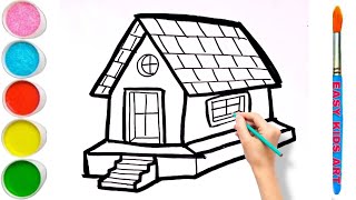 House 🏡 Drawing Coloring amp Painting for Kids Toddlers  How to Draw a House [upl. by Hserus]