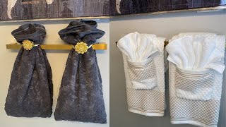 BATHROOM DECORATING IDEAS  Towel Folding Ideas for Bathroom  How to Fold Decorative Towels [upl. by Jada]