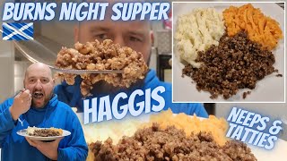 BURNS NIGHT SUPPER  HAGGIS NEEPS AND TATTIES  First Time Tasting Haggis  SCOTTISH FOOD REVIEW [upl. by Cleon]