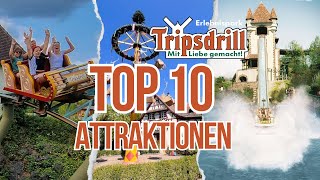 TOP 10 ATTRAKTIONEN im TRIPSDRILL 2024 unsere TOPLIST der FAHRGESCHÄFTE des Freizeitparks [upl. by Noraa62]