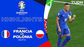 HIGHLIGHTS  Francia vs Polonia  UEFA EURO 2024  J3  TUDN [upl. by Anelim]