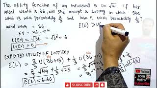 expected utility and lottery  choice under uncertainty  microeconomics [upl. by Rudwik]