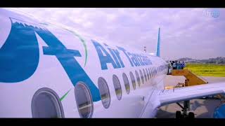 Air Tanzania A220300 takeoff from Mwanza Airport [upl. by Brion]