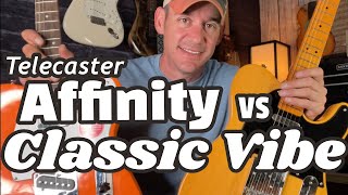 Comparing the Affinity Telecaster to The Classic Vibe 50s Tele Fender Squire Tele [upl. by Dnaleel]