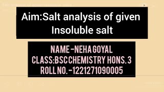 salt analysis of given sparingly soluble saltSrSo4 [upl. by Enitsuj]