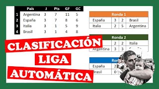 CLASIFICACIÓN AUTOMÁTICA de TORNEO ⚽ deportivo en Excel sin el uso de macros [upl. by Anwahs]