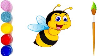 Today we will Drawing bee with Awesome Colo I How to Draw Cute Bee [upl. by Arianna]