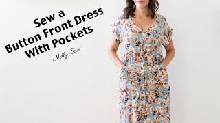 Sew a Button Front Dress With Pockets [upl. by Chico]