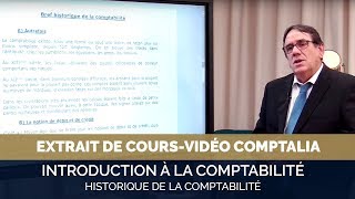 Introduction à la comptabilité  historique de la comptabilité  extrait cours vidéo COMPTALIA [upl. by Pincas]