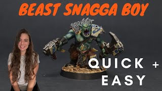 Painting Beast Snagga Orks  Snakebite Nob  Warhammer 40k Mini Speed Painting Tutorial w Contrast [upl. by Gerrilee]