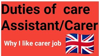 Duties of CarerCare Assistantuktrendingshortsfeed [upl. by Jeralee]