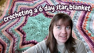 crocheting a 6 day star blanket pattern review  time tracking [upl. by Abil]