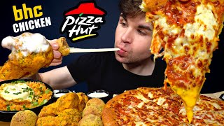 ASMR MUKBANG PIZZA HUT EXTRA CHEESE PIZZA amp BHC BBURINKLE FRIED CHICKEN  WITH RANCH  Magic Mikey [upl. by Chud746]