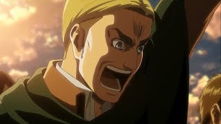 Shingeki No Kyojin Attack On Titan Season 3 Episode 12  Erwin Smith Epic Scream [upl. by Harhay]