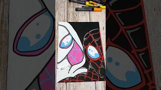 ¡Dibujo de Mujer Araña y Hombre Araña con rotuladores Posca ¡Efecto goteo dibujopasoapaso [upl. by Sheeb]