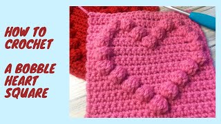 How to crochet The Bobble Heart Square Baby blanketCrochet Heart [upl. by Varien]