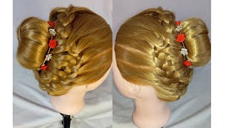 Easy juda bun hairstyle ladies  beautiful hairstyle for long and short hair  Easyhairstyle400 [upl. by Ariella805]