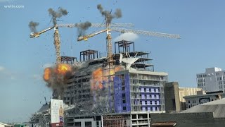 Crane implosion at Hard Rock Hotel collapse in New Orleans [upl. by Veedis]