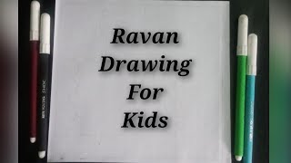 Ravan drawing  Dussehra Drawing Easy steps  Vijayadashami poster drawing  ravanfacedrawingforkids [upl. by Ydor]