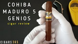 COHIBA MADURO 5 GENIOS cigar review close up [upl. by Charisse]