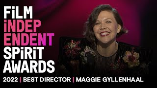 MAGGIE GYLLENHAAL wins BEST DIRECTOR at the 2022 Spirit Awards [upl. by Amalle]