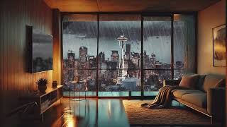 Rainy Night in Seattle  Cozy HighRise Condo with City Skyline Views [upl. by Goldshell689]