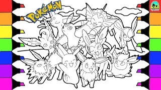 Pokémon coloring book pages for kids speed coloring Eevee evolutions [upl. by Eleonora]